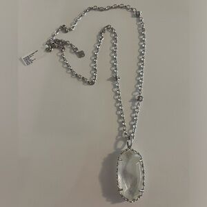 PROTO Kendra Scott Rhodium Macrame Reid Pendant in Ivory Mother of Pearl